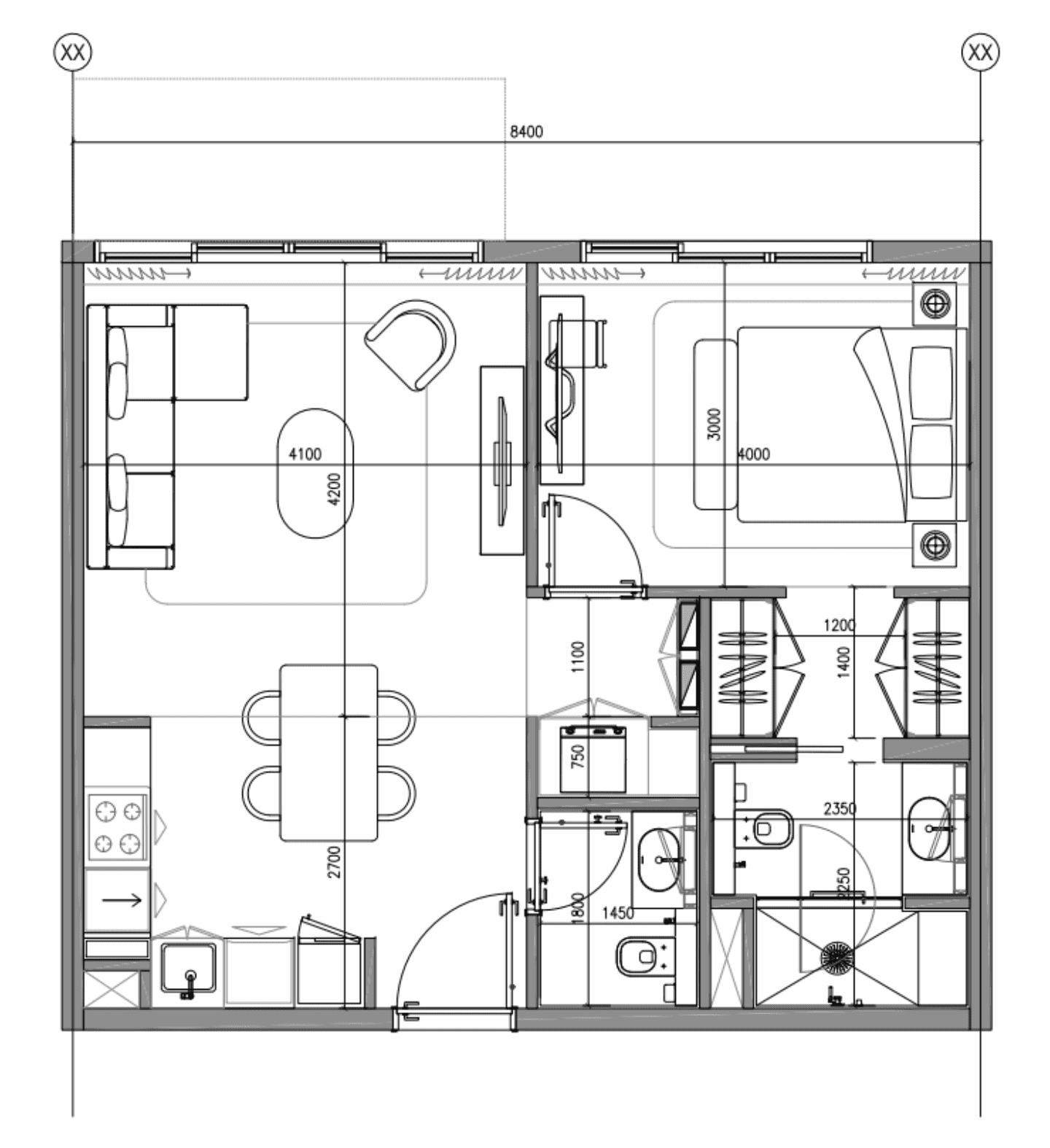 Floor plan for 1 Bedroom Apartment (Type A)